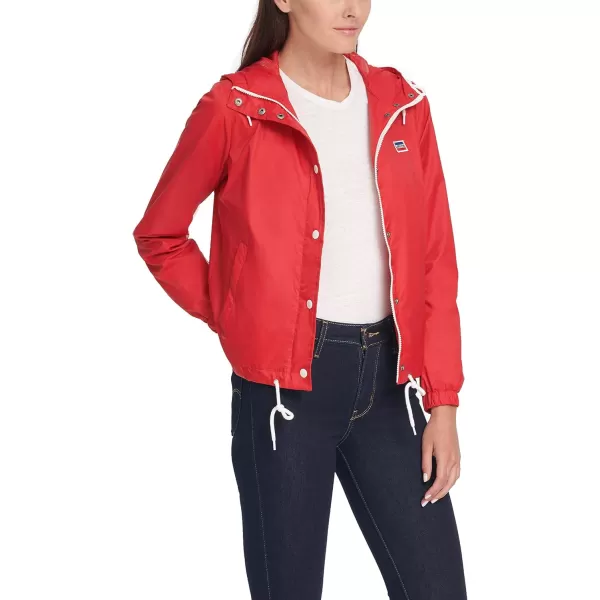 Levis Womens Retro Hooded Rain Windbreaker Jacket Standard amp Plus SizesStandard Red