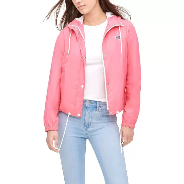 Levis Womens Retro Hooded Rain Windbreaker Jacket Standard amp Plus SizesStandard Rose