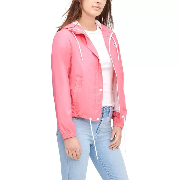 Levis Womens Retro Hooded Rain Windbreaker Jacket Standard amp Plus SizesStandard Rose