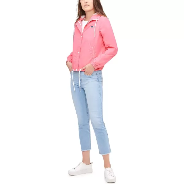 Levis Womens Retro Hooded Rain Windbreaker Jacket Standard amp Plus SizesStandard Rose