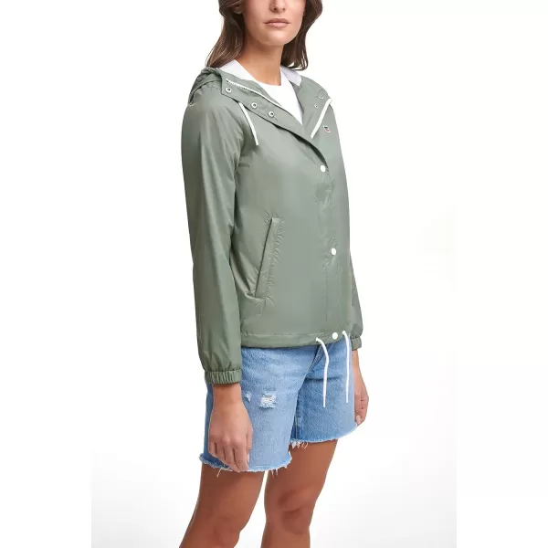 Levis Womens Retro Hooded Rain Windbreaker Jacket Standard amp Plus SizesStandard Sea Spray Green