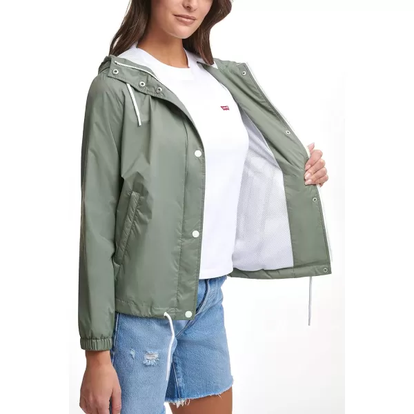 Levis Womens Retro Hooded Rain Windbreaker Jacket Standard amp Plus SizesStandard Sea Spray Green