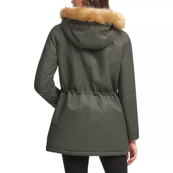 Levis Womens Sherpa Lined MidLength Performance Parka Jacket Standard and PlusPlus Size Army Green