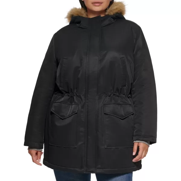 Levis Womens Sherpa Lined MidLength Performance Parka Jacket Standard and PlusPlus Size Black