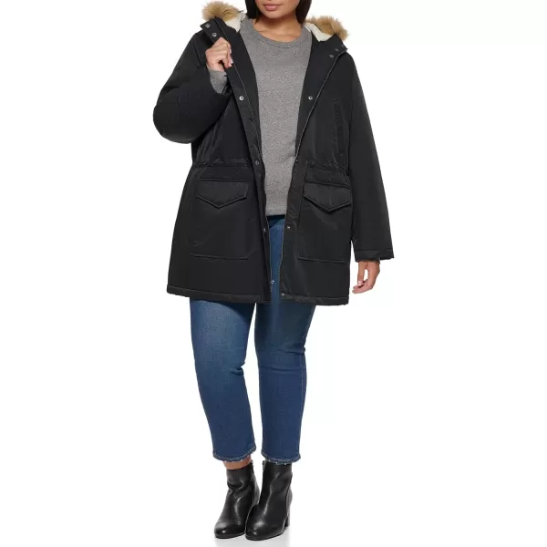 Levis Womens Sherpa Lined MidLength Performance Parka Jacket Standard and PlusPlus Size Black