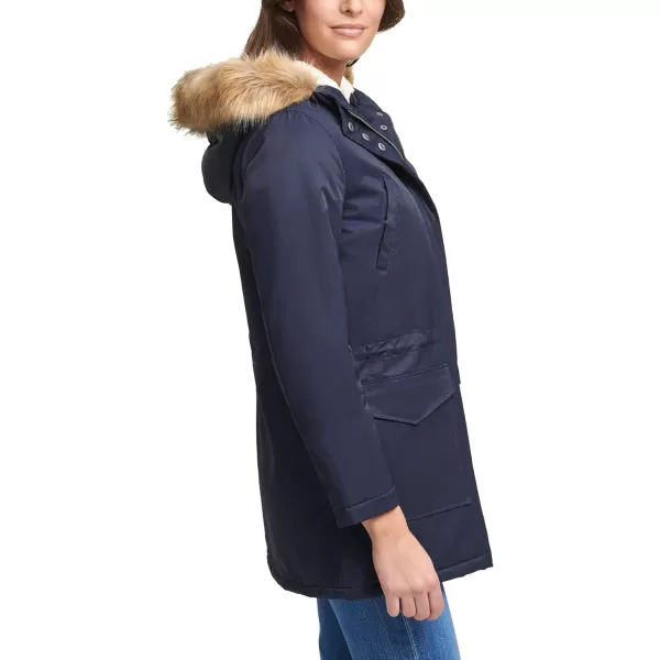 Levis Womens Sherpa Lined MidLength Performance Parka Jacket Standard and PlusStandard Navy