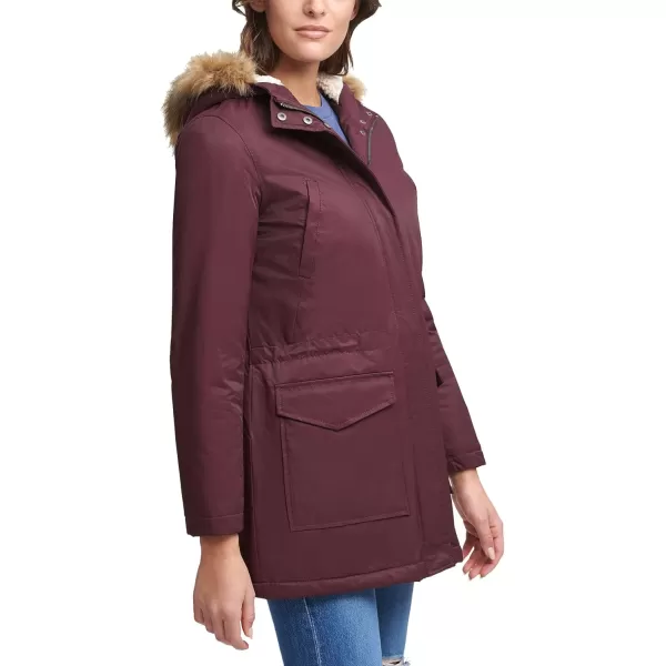 Levis Womens Sherpa Lined MidLength Performance Parka Jacket Standard and PlusStandard Plum