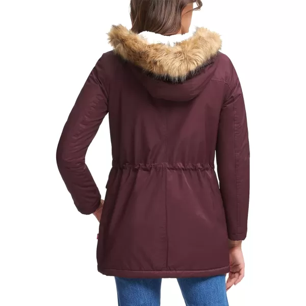 Levis Womens Sherpa Lined MidLength Performance Parka Jacket Standard and PlusStandard Plum