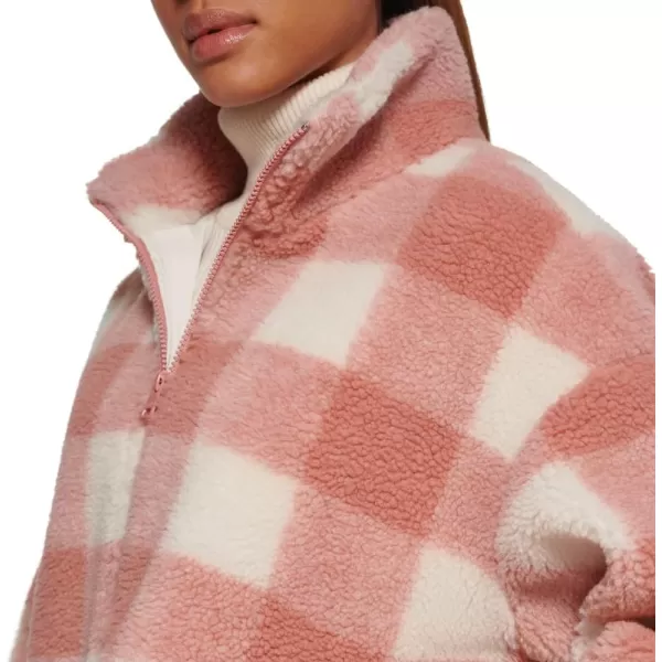 Levis Womens Sherpa Zip Up Teddy JacketPink Plaid