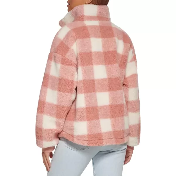 Levis Womens Sherpa Zip Up Teddy JacketPink Plaid