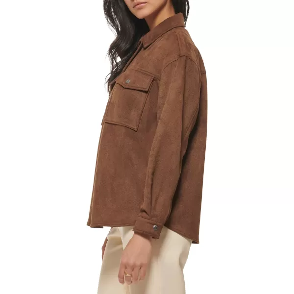 Levis Womens Soft Faux Suede Shirt JacketBrown Carafe