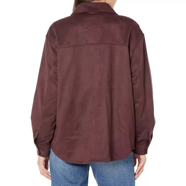 Levis Womens Soft Faux Suede Shirt JacketBurgundy