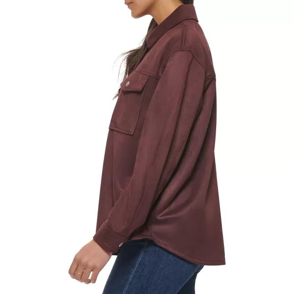 Levis Womens Soft Faux Suede Shirt JacketBurgundy