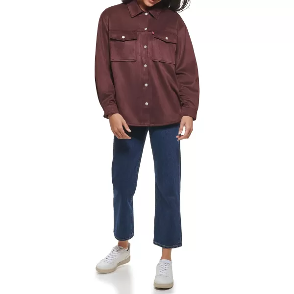 Levis Womens Soft Faux Suede Shirt JacketBurgundy