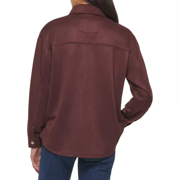 Levis Womens Soft Faux Suede Shirt JacketBurgundy