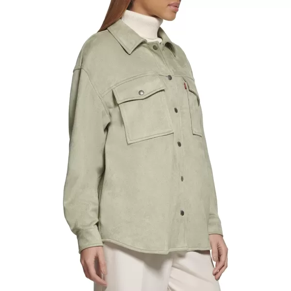 Levis Womens Soft Faux Suede Shirt JacketSeafoam