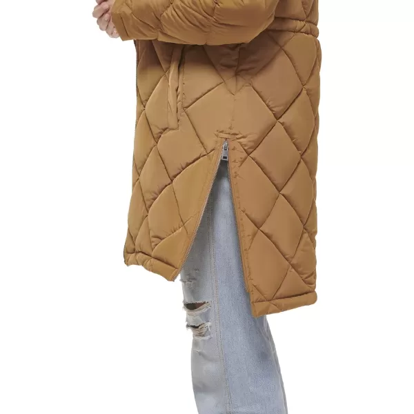 Levis Womens Soft Sherpa Lined Diamond Quilted Long Parka Jacket Standard amp Plus SizesTan