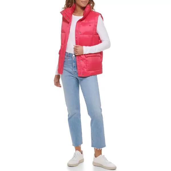 Levis Womens Sporty Box Quilted Puffer VestBerry