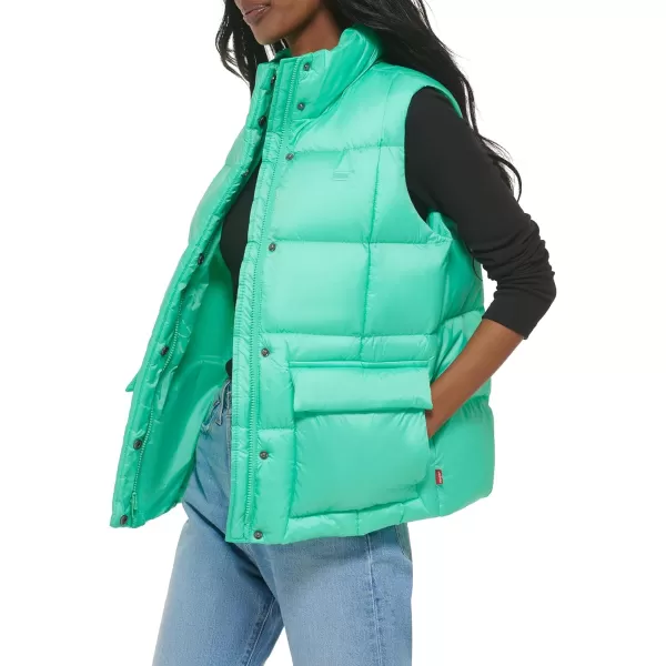 Levis Womens Sporty Box Quilted Puffer VestGreen