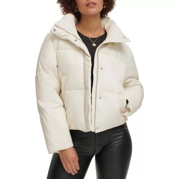 Levis Womens Vegan Leather Quilted Shorty PufferAlmond Milk