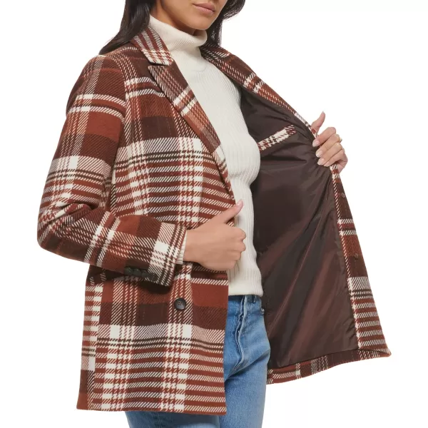 Levis Womens Wool Blend Double Breasted BlazerBrown Harvest Plaid