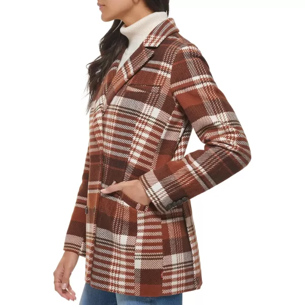 Levis Womens Wool Blend Double Breasted BlazerBrown Harvest Plaid