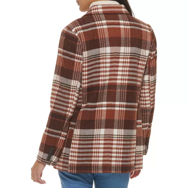 Levis Womens Wool Blend Double Breasted BlazerBrown Harvest Plaid