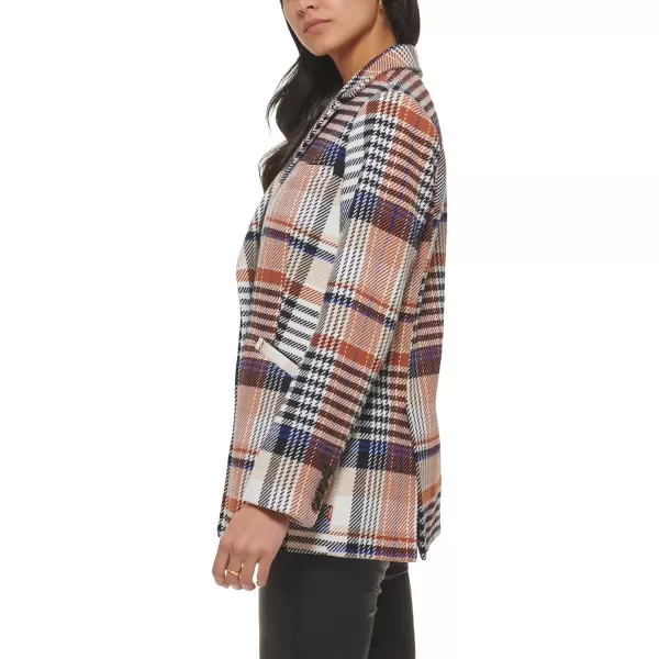 Levis Womens Wool Blend Double Breasted BlazerRust Multi Plaid