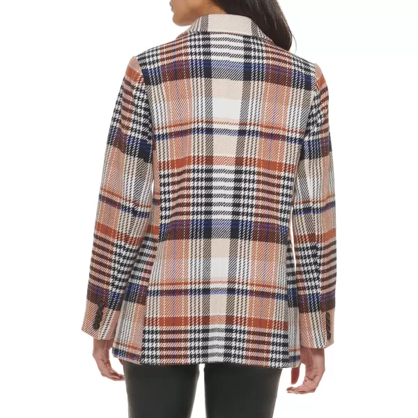 Levis Womens Wool Blend Double Breasted BlazerRust Multi Plaid