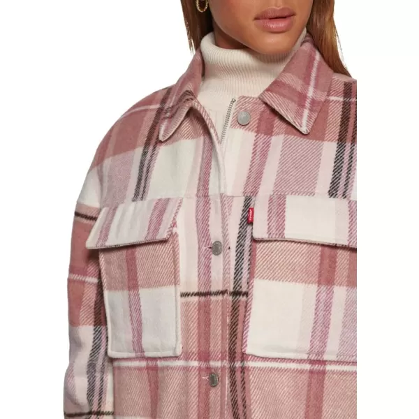 Levis Womens Wool Blend Shorty Shirt JacketCameo Pink Plaid