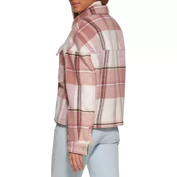 Levis Womens Wool Blend Shorty Shirt JacketCameo Pink Plaid