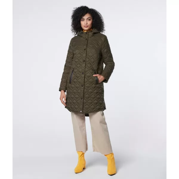 Marc New York by Andrew Marc Womens Mid Length Quilted Hooded Jacket Forest SmallMarc New York by Andrew Marc Womens Mid Length Quilted Hooded Jacket Forest Small