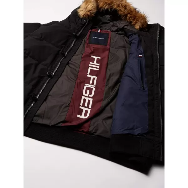 Tommy Hilfiger Mens Arctic Cloth Heavyweight Performance Parka Down Alternative Fur Lined Hood Outerwear CoatBlack