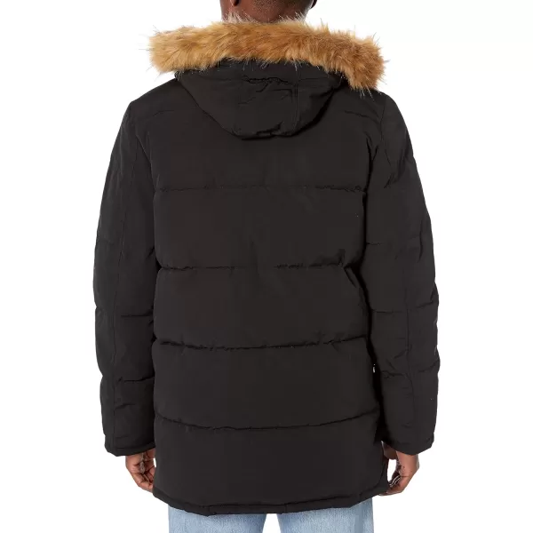 Tommy Hilfiger Mens Arctic Cloth Heavyweight Performance Parka Down Alternative Fur Lined Hood Outerwear CoatBlack