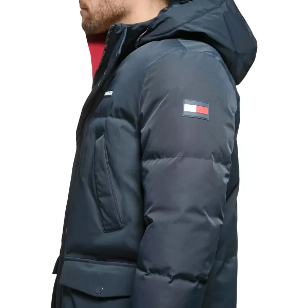 Tommy Hilfiger Mens Arctic Cloth Heavyweight Performance Parka Down Alternative Fur Lined Hood Outerwear CoatNavy Tech