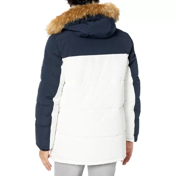 Tommy Hilfiger Mens Arctic Cloth Heavyweight Performance Parka Down Alternative Fur Lined Hood Outerwear CoatNavy Twill