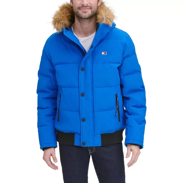 Tommy Hilfiger Mens Arctic Cloth Quilted Snorkel Bomber JacketAtlantis Blue