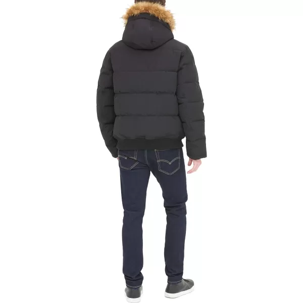 Tommy Hilfiger Mens Arctic Cloth Quilted Snorkel Bomber JacketBlack