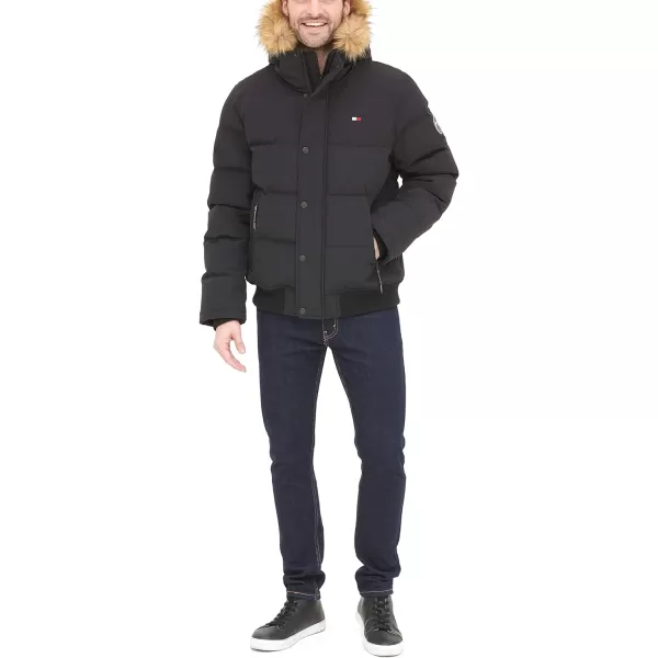 Tommy Hilfiger Mens Arctic Cloth Quilted Snorkel Bomber JacketBlack