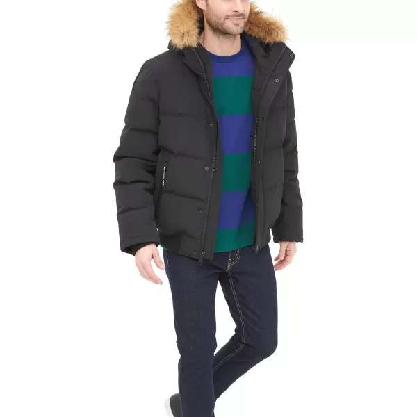 Tommy Hilfiger Mens Arctic Cloth Quilted Snorkel Bomber JacketBlack