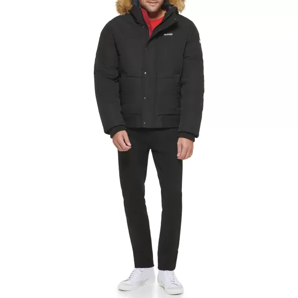 Tommy Hilfiger Mens Arctic Cloth Quilted Snorkel Bomber JacketBlack Tech