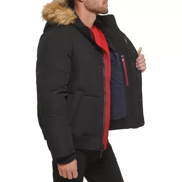 Tommy Hilfiger Mens Arctic Cloth Quilted Snorkel Bomber JacketBlack Tech