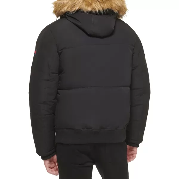 Tommy Hilfiger Mens Arctic Cloth Quilted Snorkel Bomber JacketBlack Tech