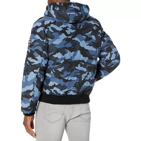 Tommy Hilfiger Mens Arctic Cloth Quilted Snorkel Bomber JacketBlue Camo