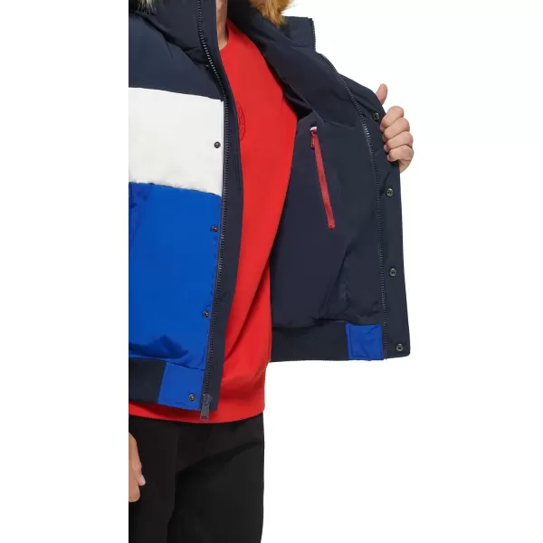 Tommy Hilfiger Mens Arctic Cloth Quilted Snorkel Bomber JacketBlue Color Block