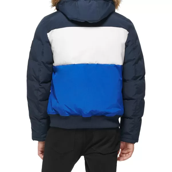 Tommy Hilfiger Mens Arctic Cloth Quilted Snorkel Bomber JacketBlue Color Block