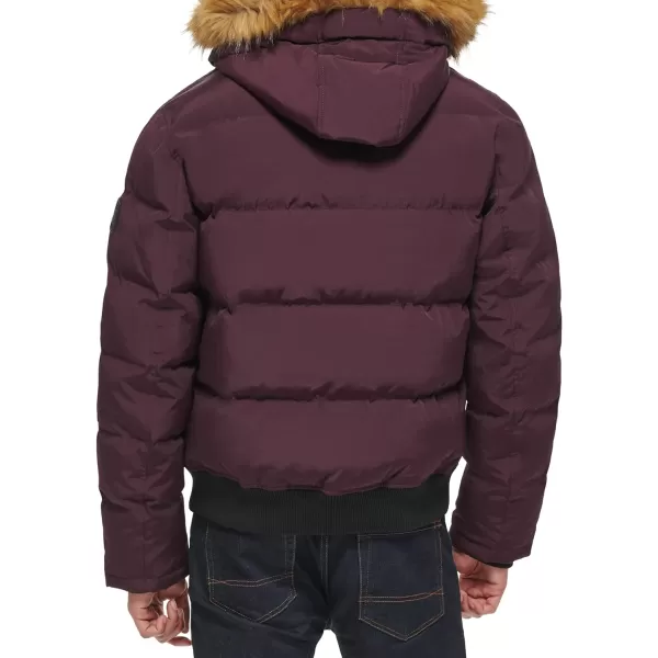 Tommy Hilfiger Mens Arctic Cloth Quilted Snorkel Bomber JacketBurgundy