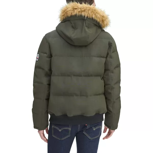 Tommy Hilfiger Mens Arctic Cloth Quilted Snorkel Bomber JacketDark Forest