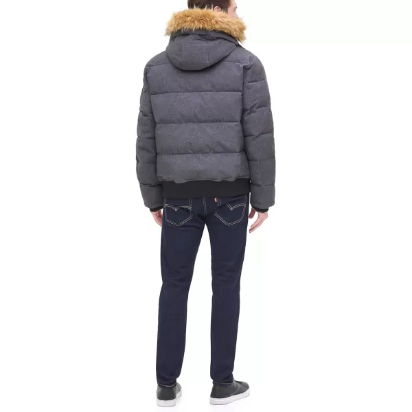 Tommy Hilfiger Mens Arctic Cloth Quilted Snorkel Bomber JacketHeather Charcoal