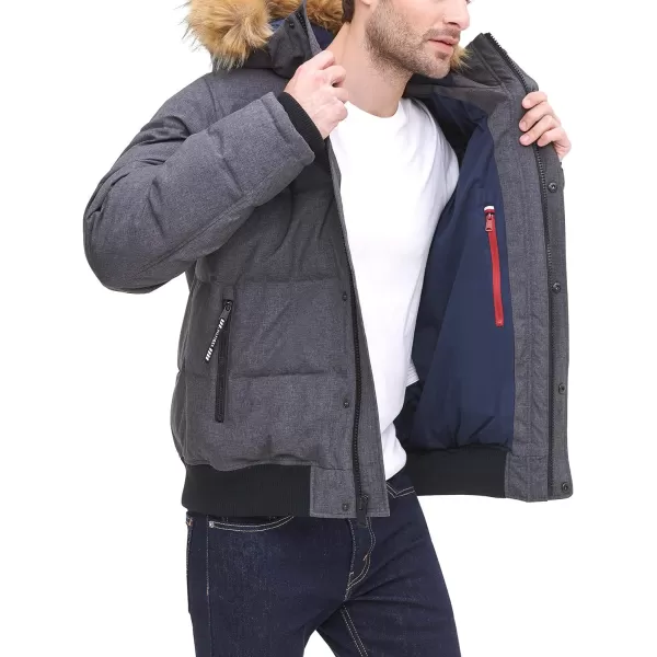 Tommy Hilfiger Mens Arctic Cloth Quilted Snorkel Bomber JacketHeather Charcoal